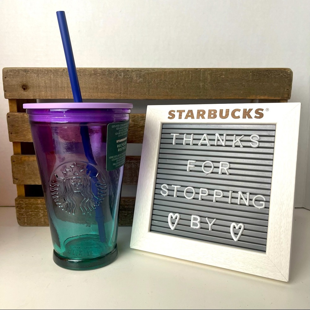 STARBUCKS Grande Purple/Green Ombre Recycled Glass Cold Tumbler